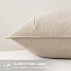 MIULEE Decorative Linen Lumbar Pillow Covers 12x20 Inch Natural Beige Boho - Image 3