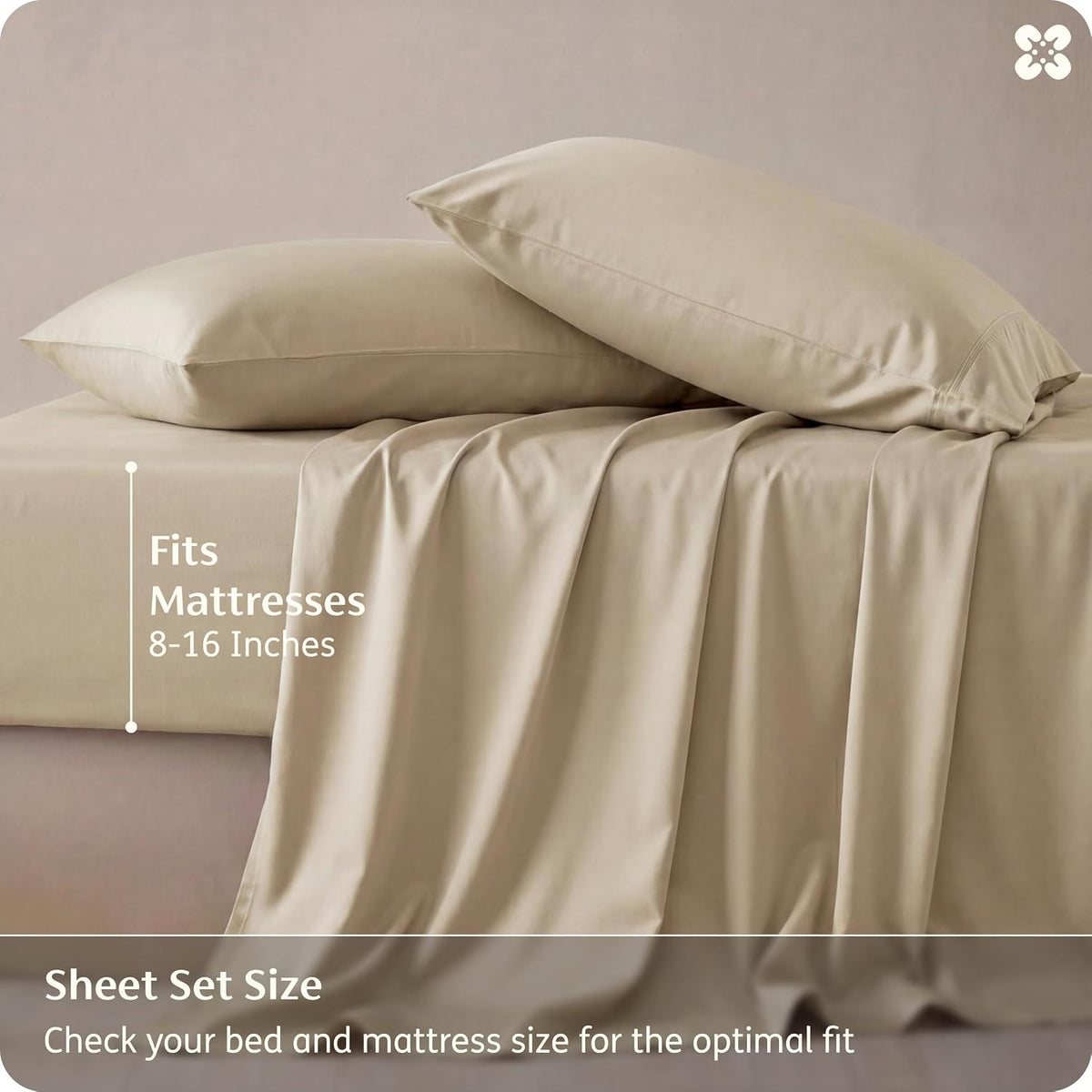Bedsure PureWoven 100% Rayon Derived from Bamboo, Queen Sheets, 4 Pieces