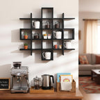 Suzile Mug Display Shelf Wall Mounted,Grid Size 5.1x5.1x3in,Black