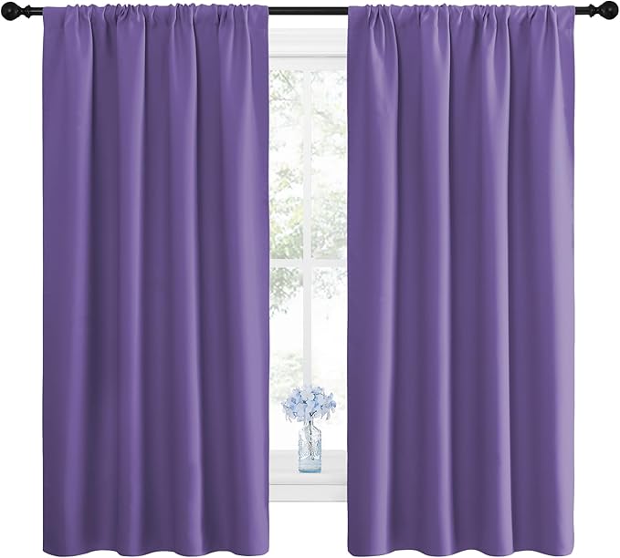 NICETOWN Kitchen Curtains, Short Blackout Drapes, Lilac Purple, Thermal by NICETOWN