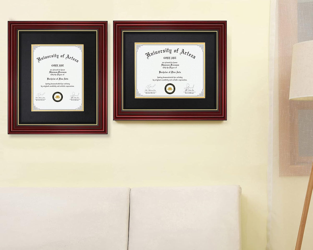 CORE ART 15x18 Diploma Frame, Cherry Red, Black Mat for 11x14