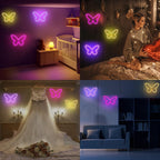 BRIGHTDECK 3 Pack Butterfly Neon Signs for Bedroom, Pink Purple White