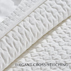 EverGrace Cross-Stitch Velvet Quilt Set, King Size, Bright White