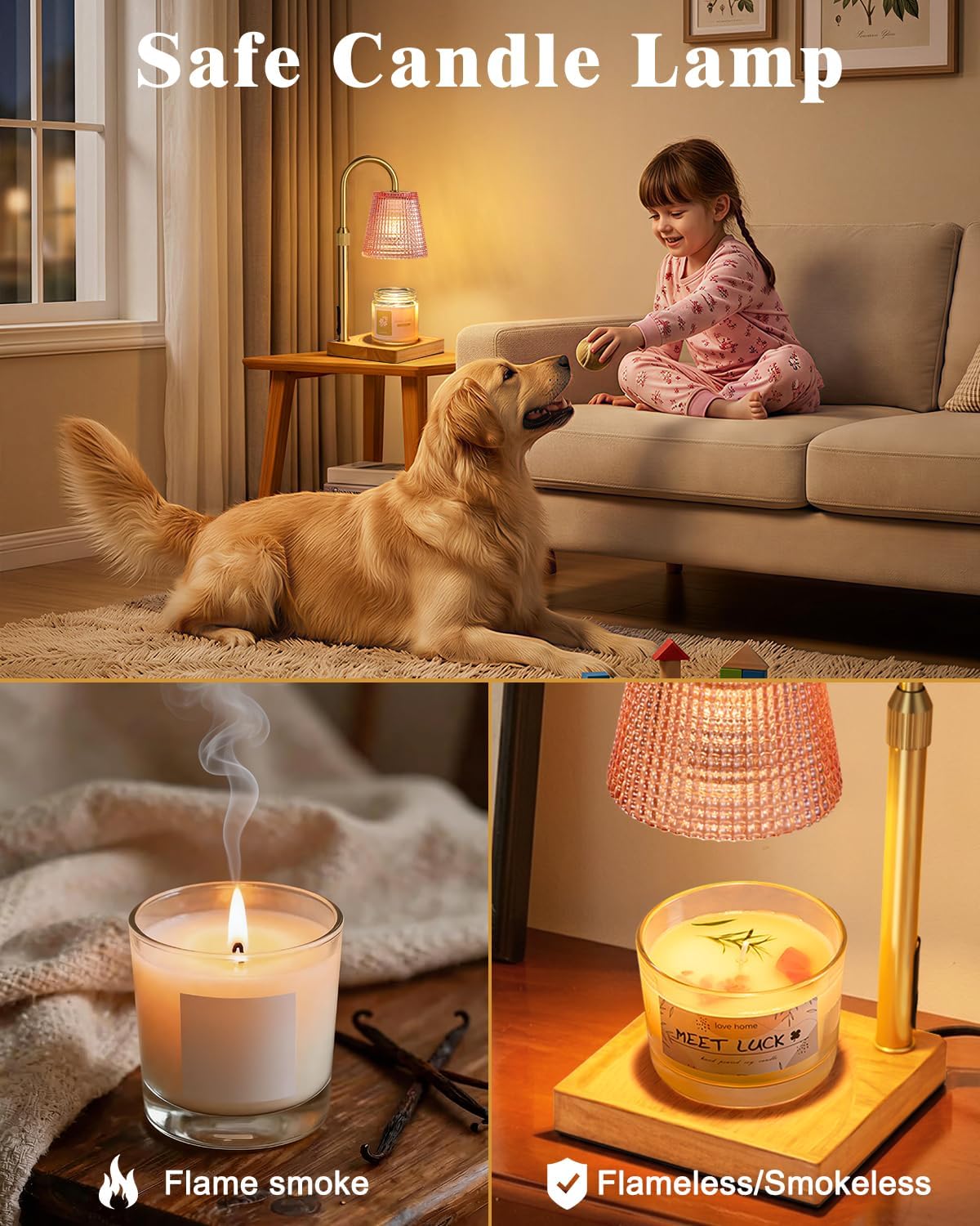 Pink Candle Warmer Lamp with Timer, House Warming Gifts New Home Decor