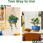 Hanging Planters, 4 Pack, Self-Watering, 7.5 Inch, Blue