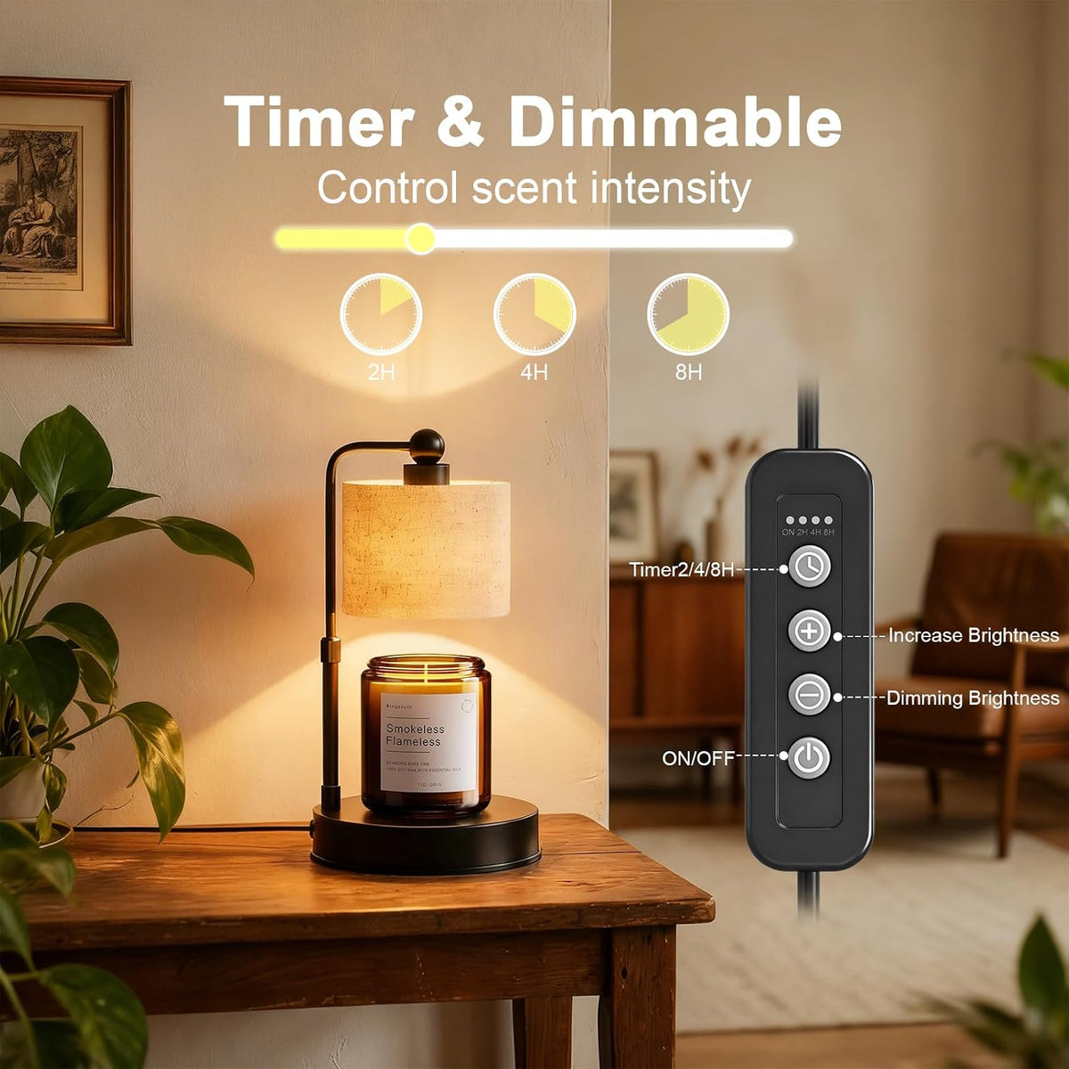 Candle Warmer Lamp with Timer, Adjustable Height Wax Melt Warmer