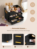 Large Makeup Organizer for Vanity, Bathroom Countertop, Black