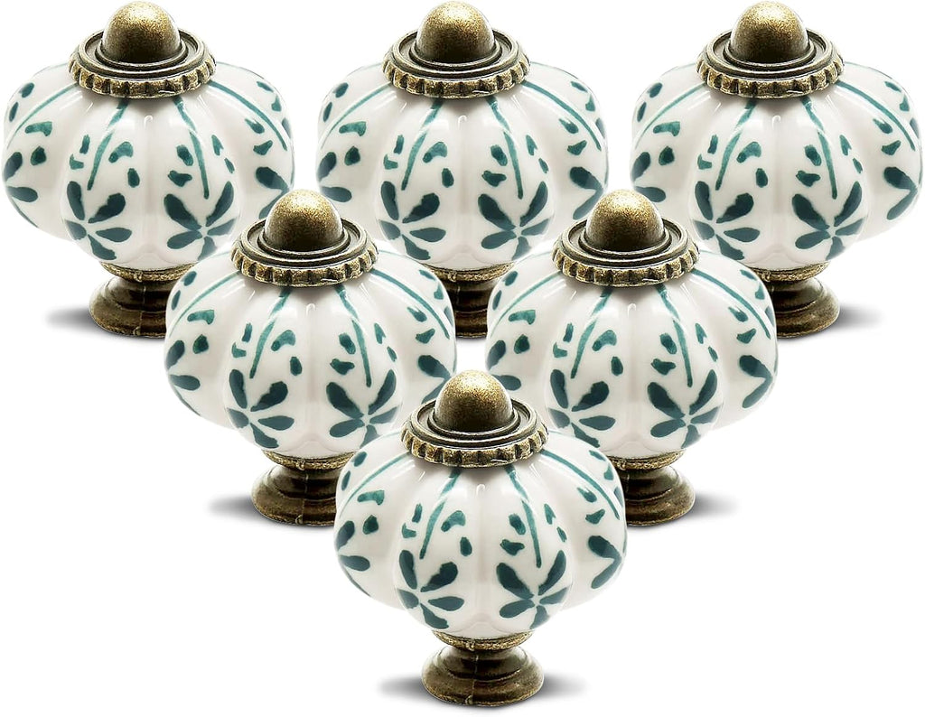 12pcs Ivory Pumpkin Knobs, Leaf Pattern Cabinet Knobs