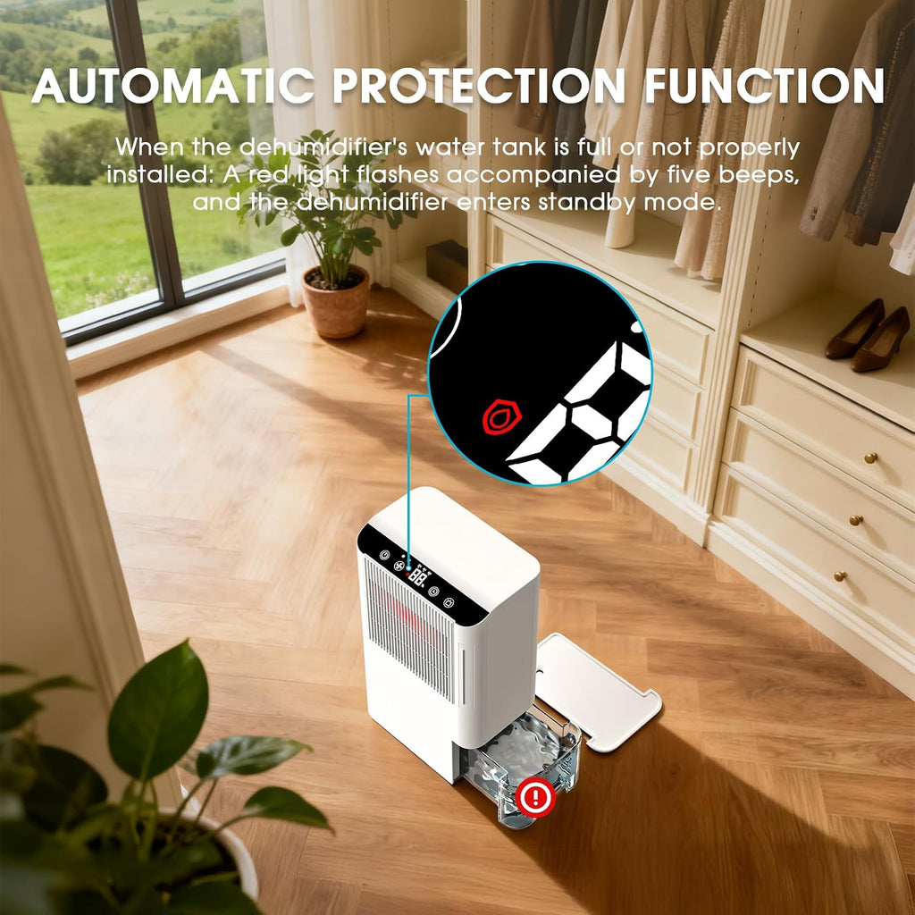 Dehumidifiers for Home, 2000 Sq.Ft Small Dehumidifier with 3.3ft Drain Hose, 2.5L Tank, Timer Sleep Mode, Portable Dehumidifier for Basement, Bedroom, Bathroom (Floral White)