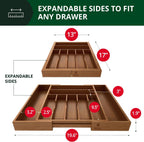 ROYAL CRAFT WOOD Luxury Bamboo Kitchen Drawer Organizer - Silverware Organizer - Utensil Holder and Cutlery Tray with Grooved Drawer Dividers for Flatware and Kitchen Utensils (9 Slot, Brown Bamboo)