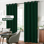 Yakamok Dark Green Linen Curtains 100% Blackout 96 Inches Long, Room Darkening - Image 7