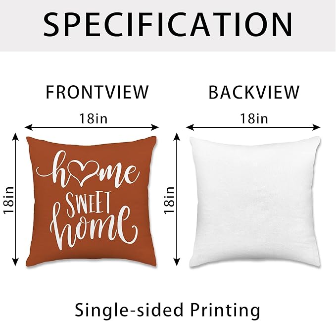 Hexagram Geometric Burnt Orange Pillow Covers 18x18 Set of 4, Decorative - Image 4