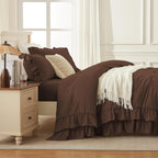 Andency Brown Twin Size Ruffle Comforter Set, 2 Pieces