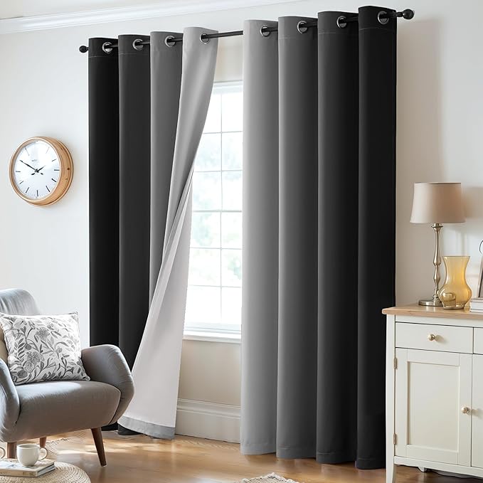 Yakamok 100% Blackout Curtains 72 Inch Length 2 Layers, Light Blocking Thermal - Image 6