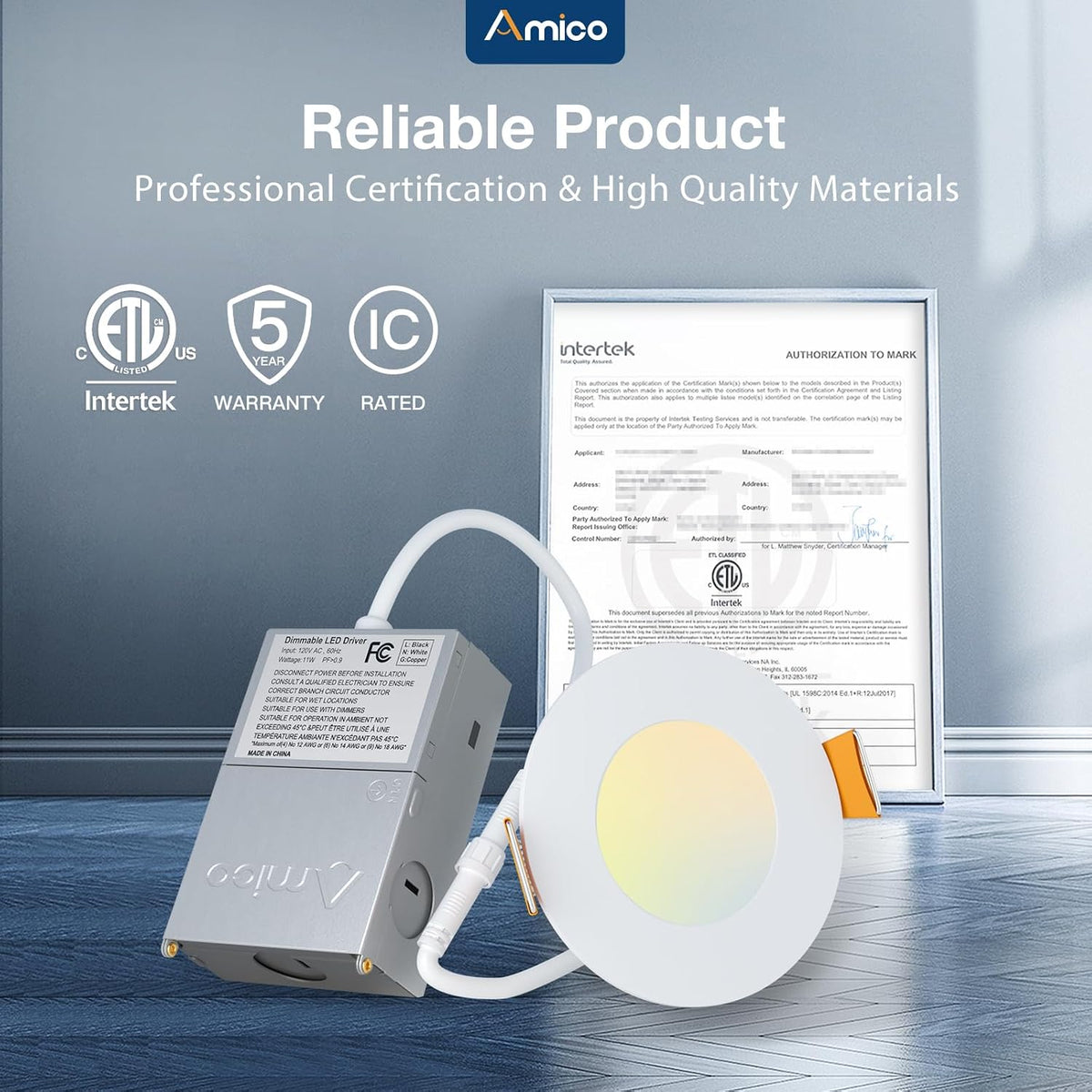 Amico 36 Pack 3 Inch LED Recessed Lighting, Canless Wafer Downlight, White