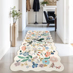 Washable 3x6 Hallway Runner Rug: Floral Scalloped Soft Runners - Image 3