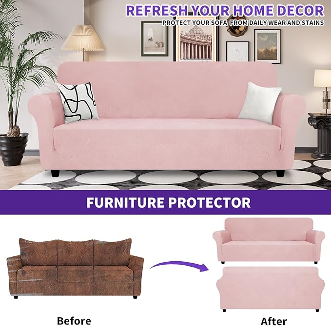 ZNSAYOTX Super Stretch Sofa Cover, New Striped Sofa Covers Fitted Slipcovers - Image 2