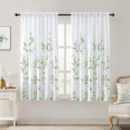 HOMEIDEAS Non-See-Through Sage Green and White Privacy Sheer Curtains 52 X 63 by HOMEIDEAS