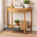 Decor Therapy Truro Half Round Console Table, Traditional Entryway Table with Drawer and Lower Shelf, Classic Hall or Sofa Table for Foyer, Living Room, Seadrift