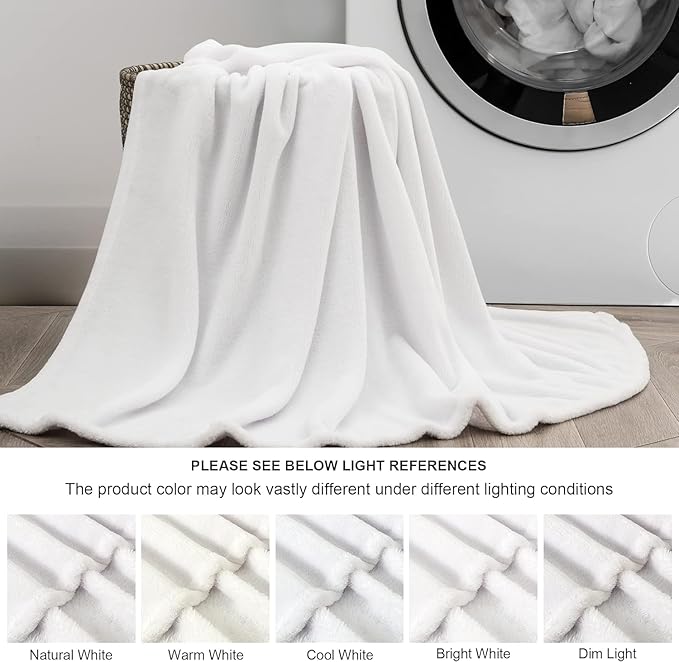 BEDELITE Fleece Blanket White Throw Blanket - Image 3