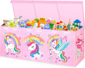 Extra
Large
Toy
Box
with
Lids,
Collapsible
Storage
Chest,
40"x16"x16"
Pink