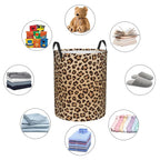 Leopard Print Round Laundry Hamper Animal Skin Texture Storage Basket Toys Clothes Organizer Bin For Home Bathroom Bedroom Dorm Nursery, 62l