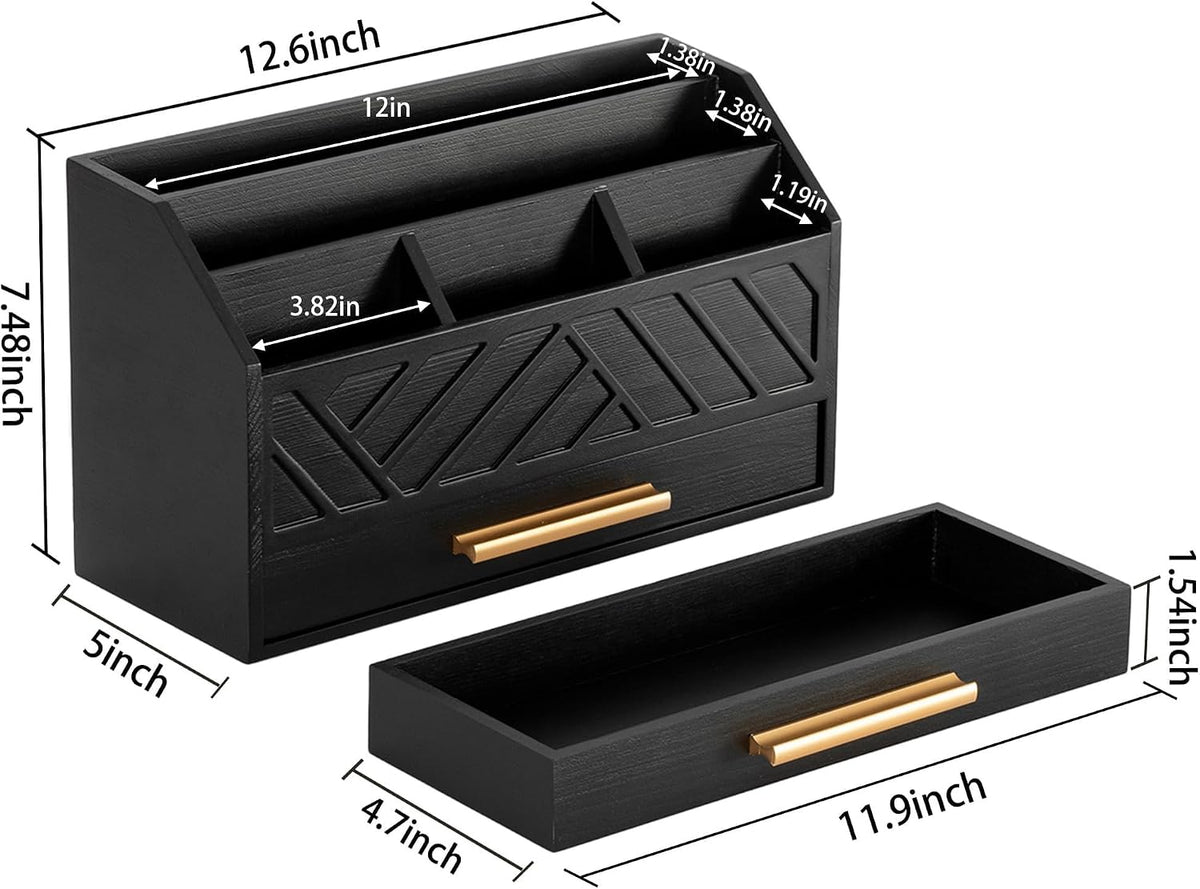 Desk Organizer with Drawer, Countertop Bill Mail Organizer and File Storage