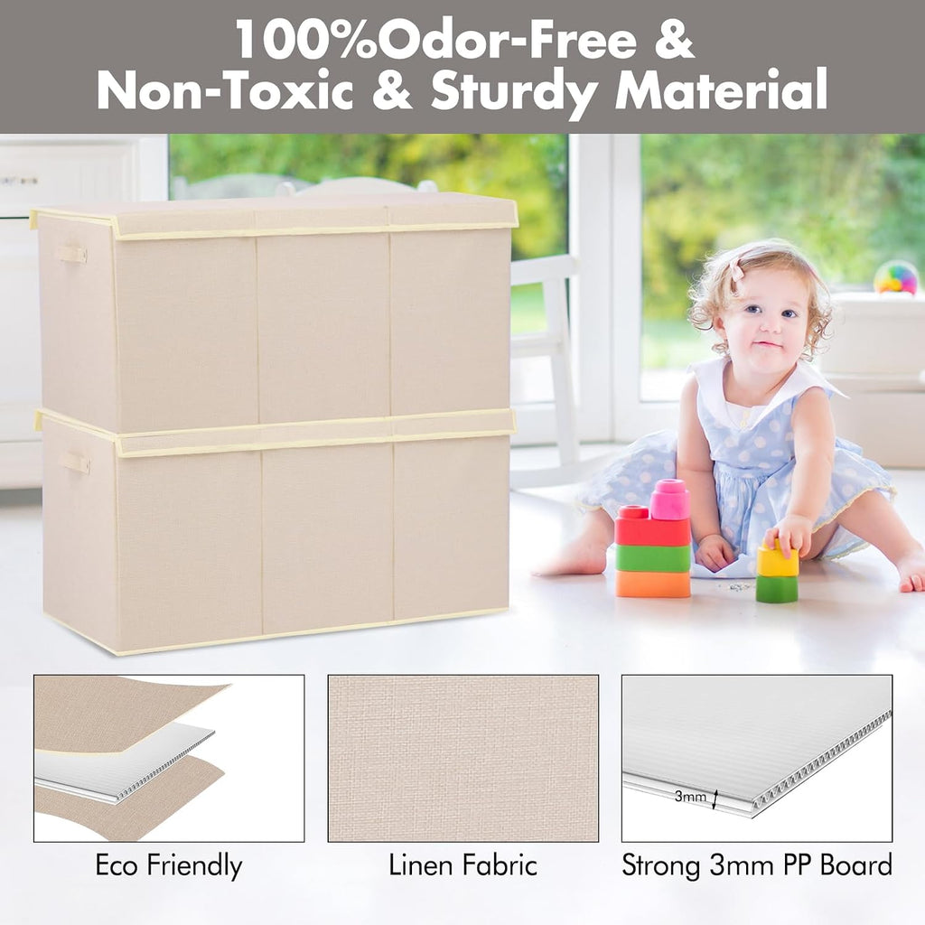popoly 167L Large Toy Box Storage with Lid, Collapsible Kids Toy Storage