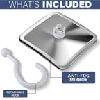 MIRRORVANA Hanging Fogless Shower Mirror for Shaving, 6.3" x 6.3" (Chrome)