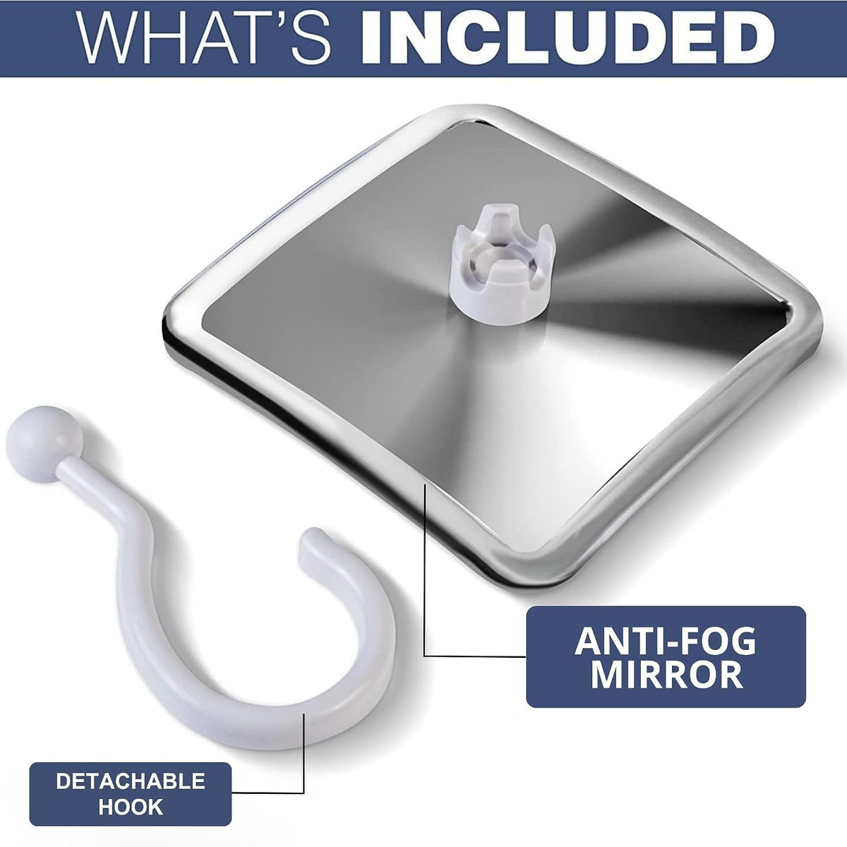 MIRRORVANA Hanging Fogless Shower Mirror for Shaving, 6.3" x 6.3" (Chrome)