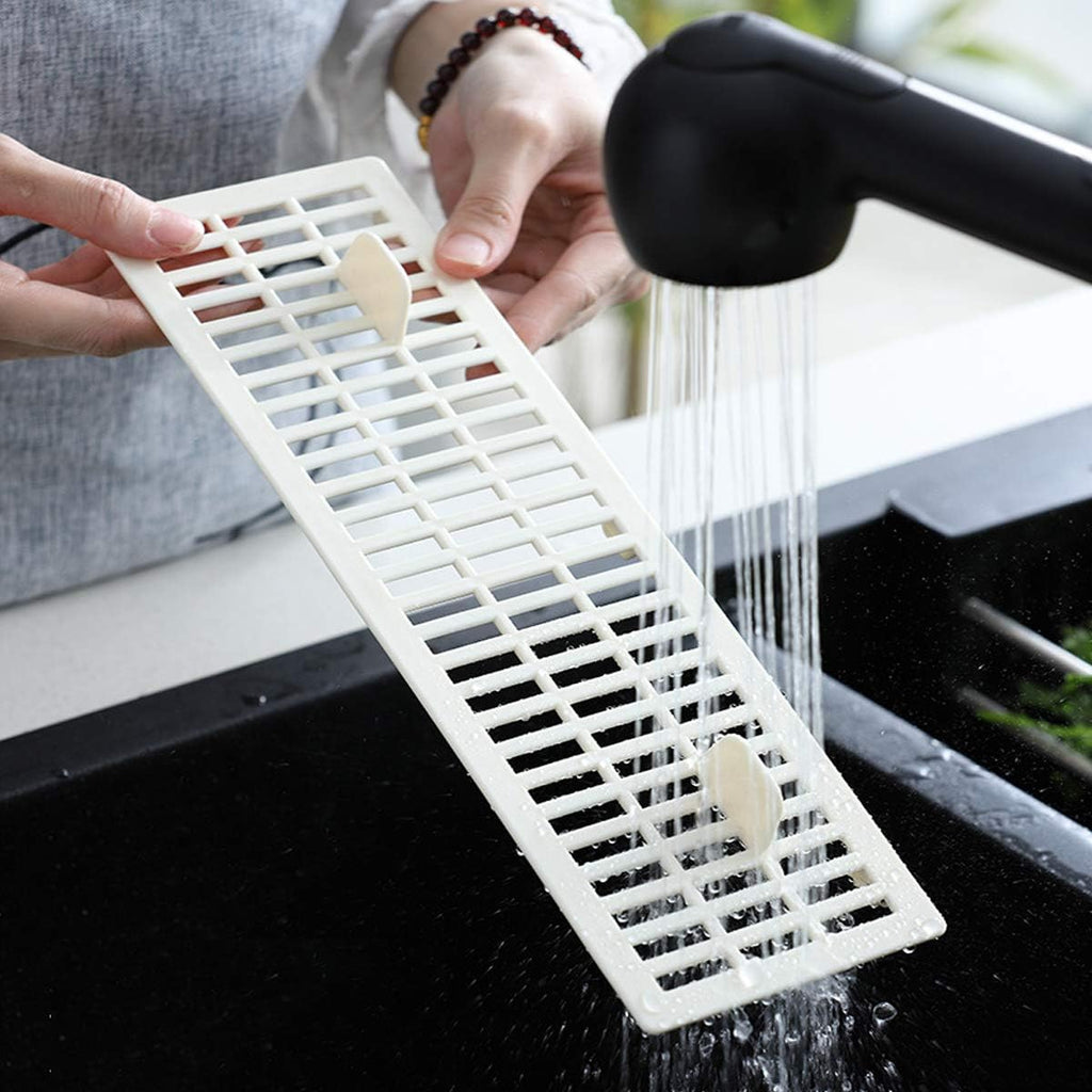 Large Flatware Tray Kitchen Drawer Organizer With Lid And Drainer - Plastic Kitchen Cutlery Tray and Utensil Storage Container with Cover - Dinnerware Holder White