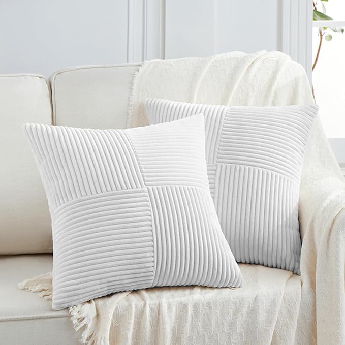 Fancy Homi 2 Packs Pure White Decorative Throw Pillow Covers 20x20 Inch by Fancy+Homi