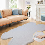 ORINOVA Grey Faux Rabbit Washable Furry Fur Area Rugs by ORINOVA