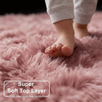 Blush Fluffy Round Rug 5Ft for Bedroom, Fuzzy Plush Circle Area Rugs for Baby - Image 4