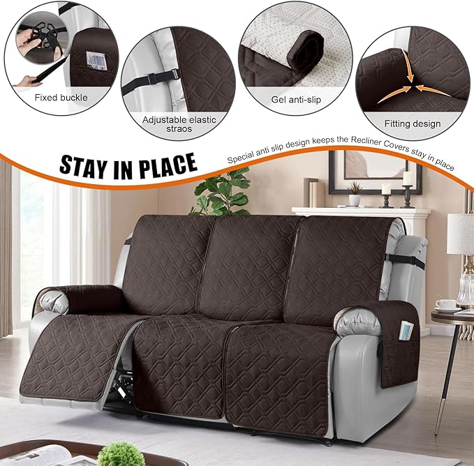 VANSOFY Waterproof Recliner Couch Covers, Sofa Covers 1-Piece Washable - Image 3