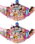 Large Stuffed Animal Storage Hammock 2 Pack | Holds 12 lbs | Corner Stuffed Animal Organizer | Plushie Net for Stuffed Animals | Stuffy Storage, Cute Bedroom, Room Decor | Gray