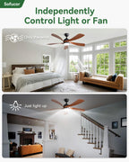 Sofucor 52 Inch Smart Modern Ceiling Fan with Light Indoor/Outdoor Brown | Alexa/Google Assistant/APP/Remote Control, Reversible DC Motor, Timer, 6-Speed, 3CCT for Living Room Bedroom Patio Farmhouse