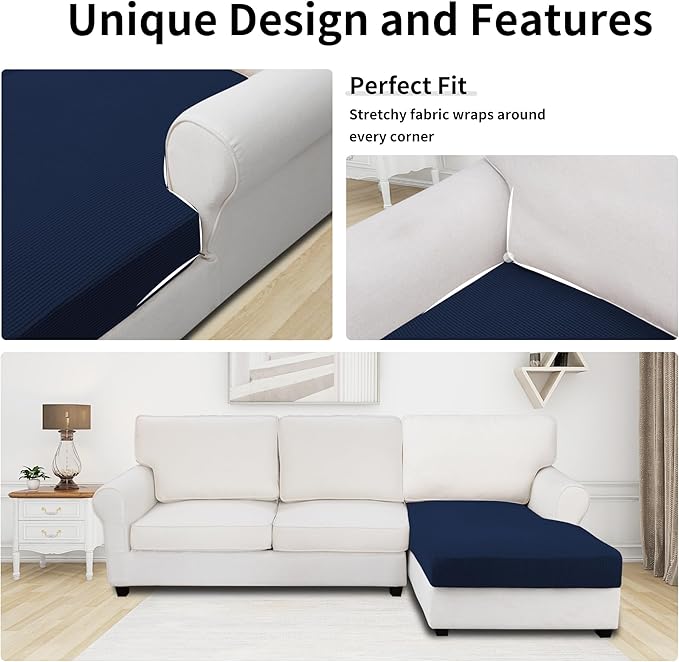 Easy-Going Stretch Sectional Couch Covers 1 Piece Chaise Lounge Slipcover L - Image 3