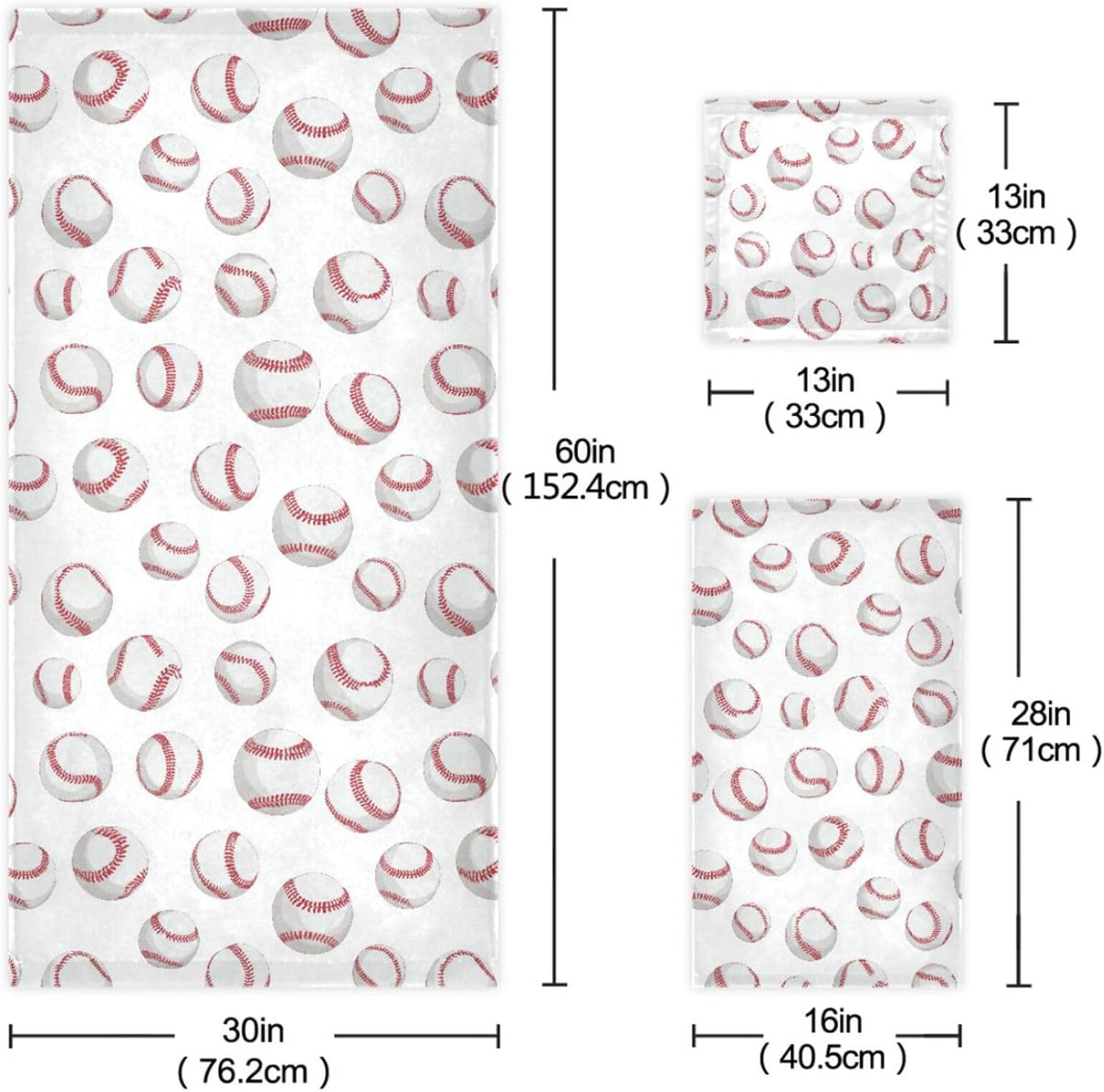 Naanle Stylish Baseball Lace Pattern Soft Luxury Decorative Set of 3 Towels, 1 Bath Towel+1 Hand Towel+1 Washcloth, Multipurpose for Bathroom, Hotel, Gym, Spa and Kitchen