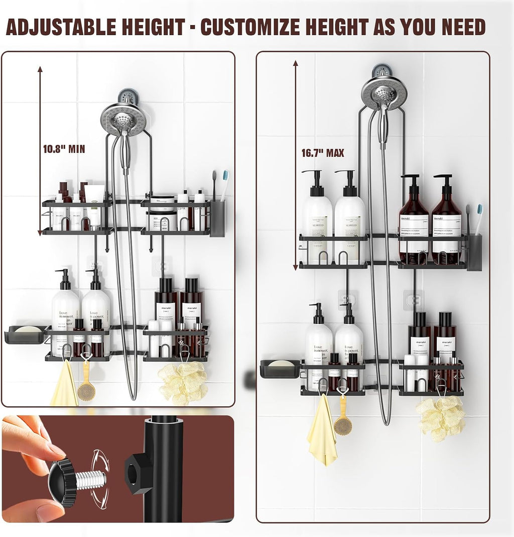 Adjustable Shower Caddy Hanging for Handheld Showerheads, Black