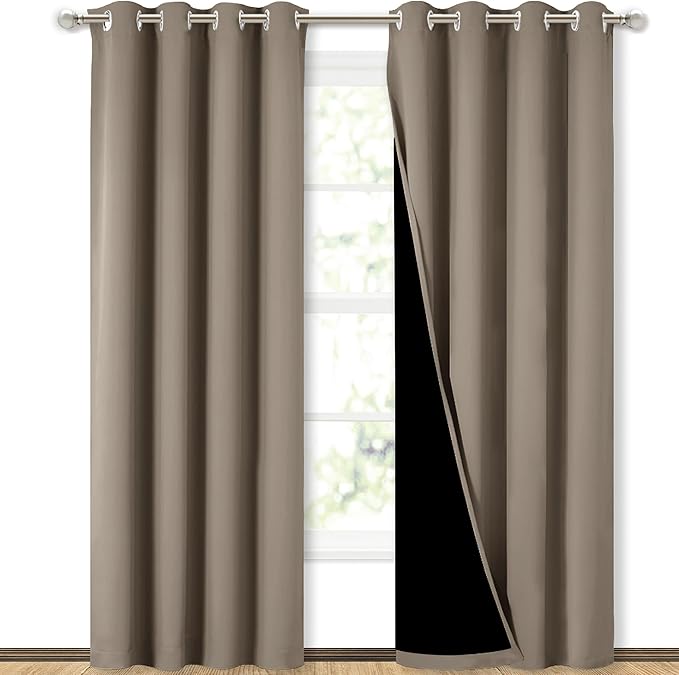 NICETOWN Taupe Full Shade Curtain Panels, Pair of Energy Smart & Noise Blocking by NICETOWN