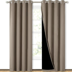 NICETOWN Taupe Full Shade Curtain Panels, Pair of Energy Smart & Noise Blocking by NICETOWN