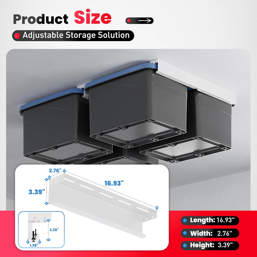 8pcs Heavy Duty Overhead Garage Storage Rack, Connectable Single