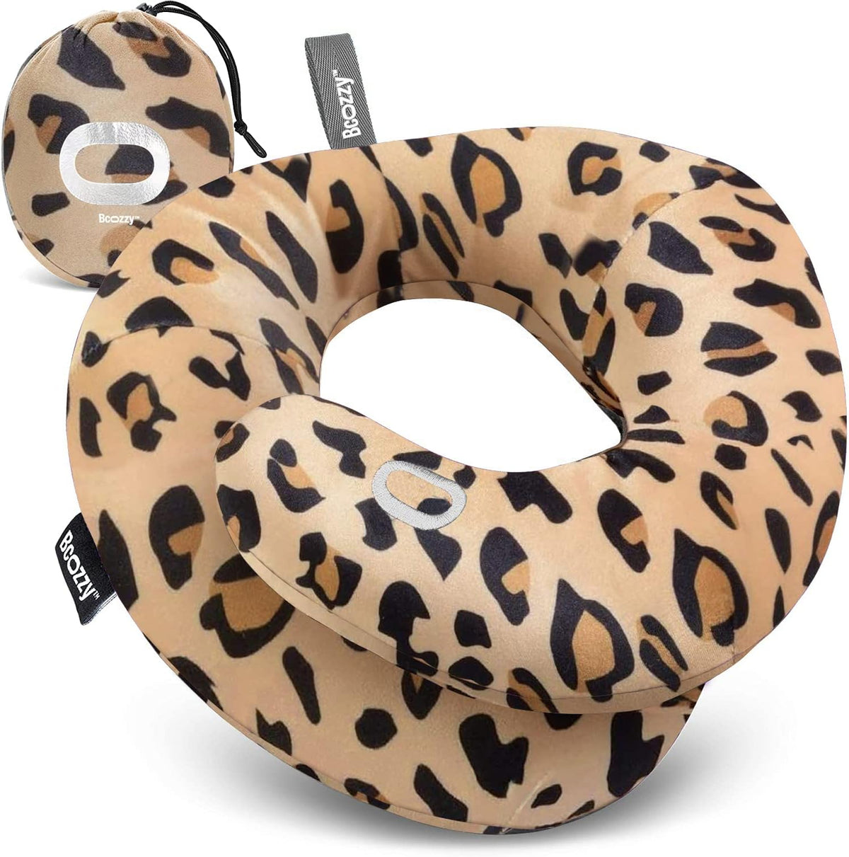 BCOZZY Travel Neck Pillow, Head & Chin Support, Large Flat Back Gray