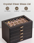 Lolalet Earring Organizer, Jewelry Box with Clear Lid -Black, 5 Layer