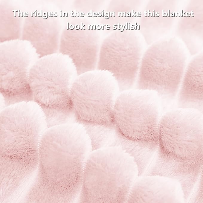 HIMEET Pink Ribbed Twin Blanket - Image 8