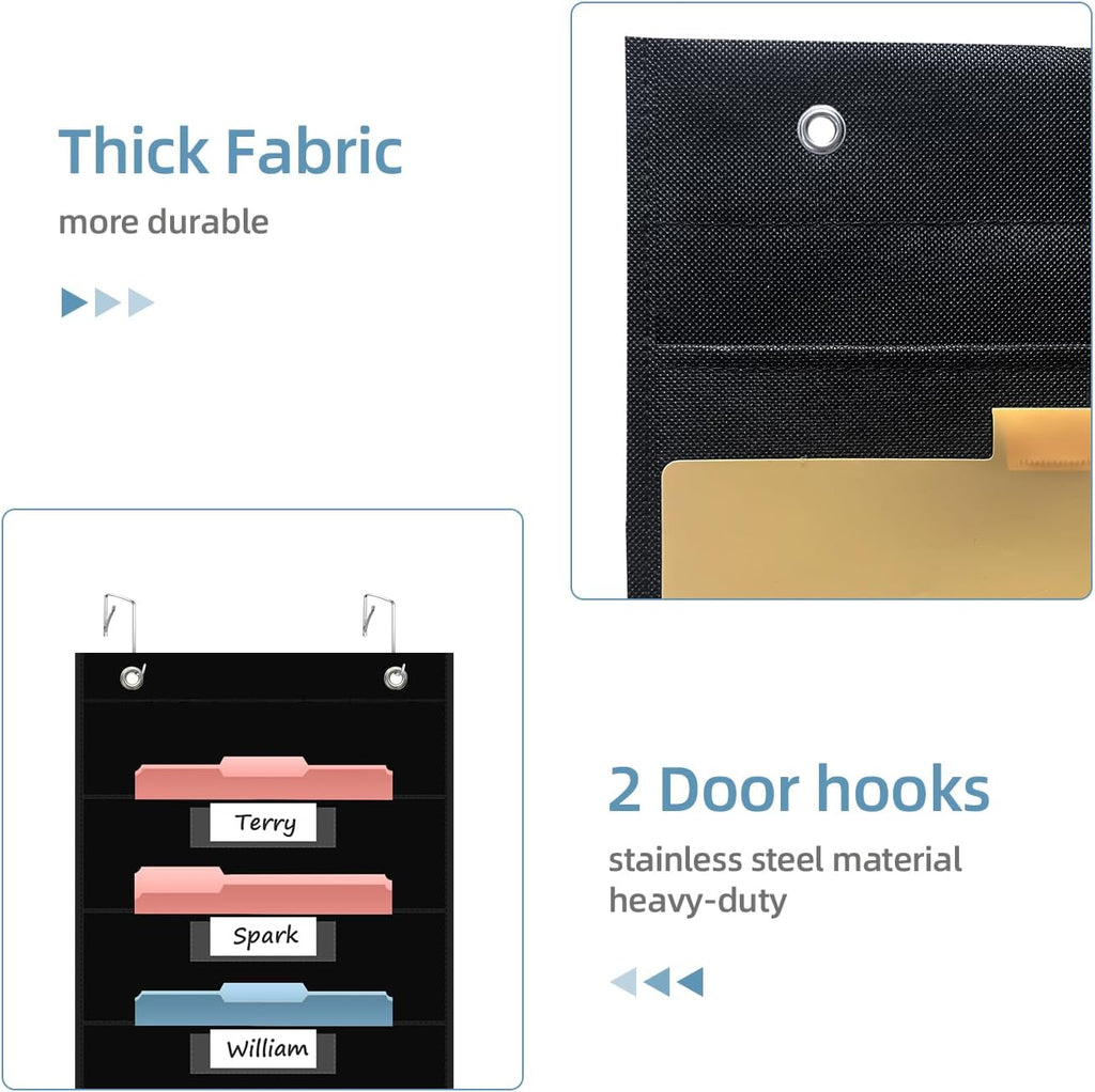 10 Pocket Hanging Wall File Organizer with 10 Nametag Pockets, File Pocket Chart for Classroom and Office. Perfectly Stores Assignments, Files, Scrapbooks, and Documents.