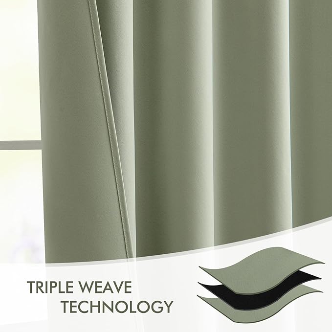 MIULEE Back Tab Sage Green Curtains 96 Inch Long 2 Panels Set - Image 7