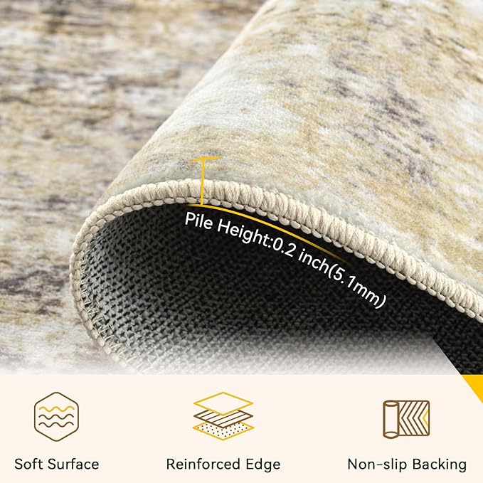 Washable Area Rugs 4ft Non-Slip Modern Abstract Soft - Image 3
