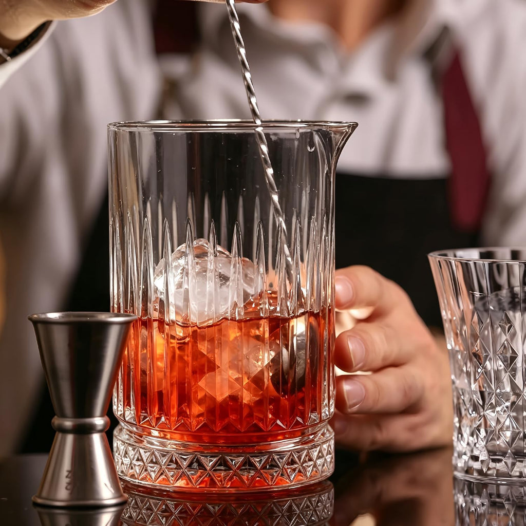 4 Pcs Cocktail Mixing Glasses 24 oz, Crystal Bar Stirring Glass